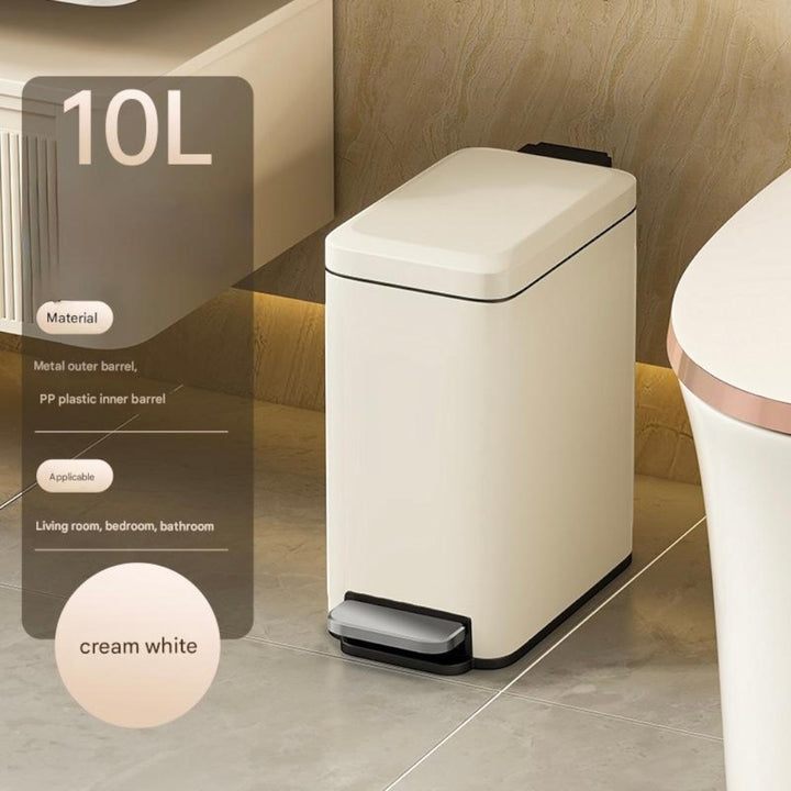 10L Slim Kitchen Trash Can -White