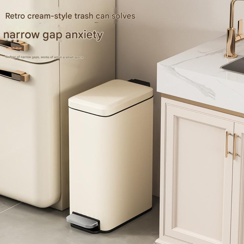 10L Slim Kitchen Trash Can -White