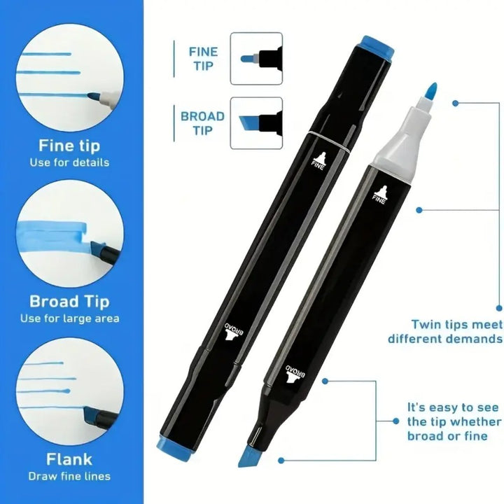 Dual Tip Marker Pen Set 60 Colors