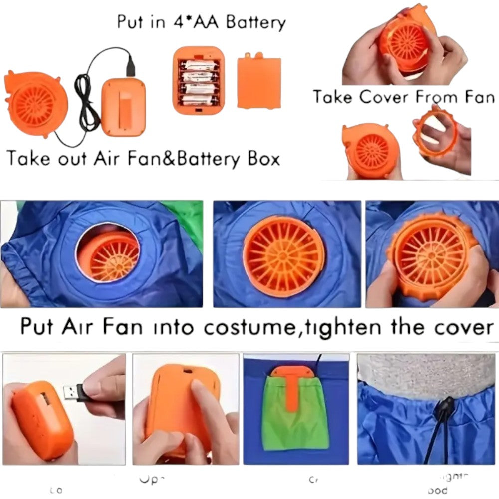 Inflatable Muscle T-Rex Costume _ Brown Dinosaur Suit with Fan and Battery Box
