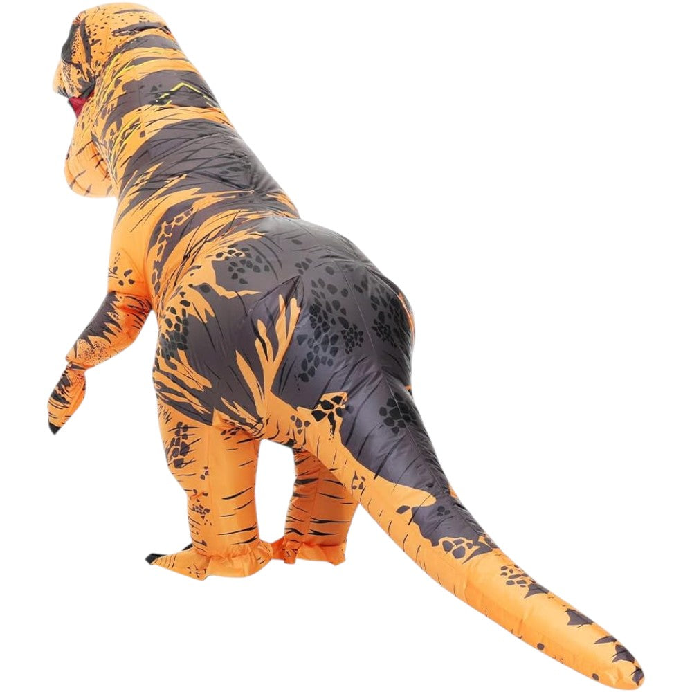 Inflatable Muscle T-Rex Costume _ Brown Dinosaur Suit with Fan and Battery Box