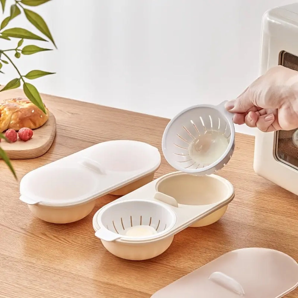 2 Pack Microwave Egg Poacher Steamer Bowl