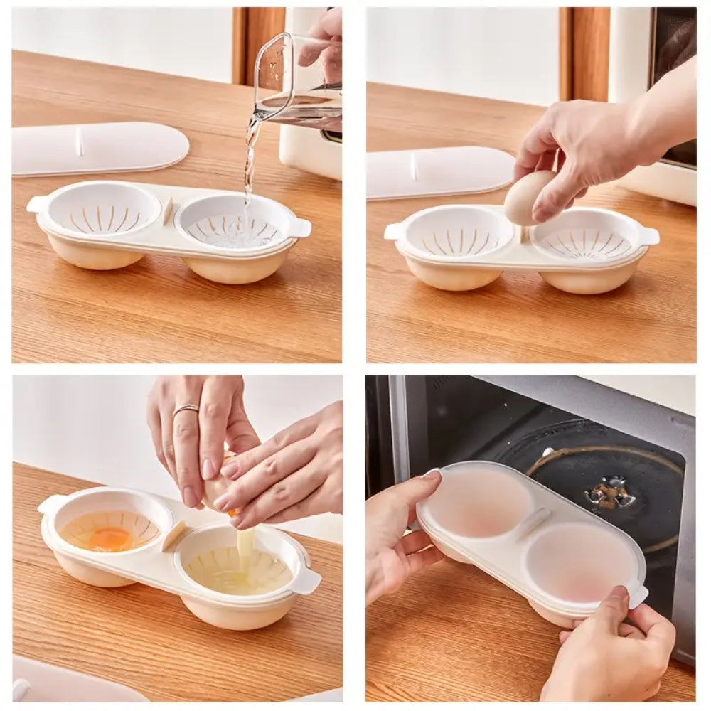 2 Pack Microwave Egg Poacher Steamer Bowl