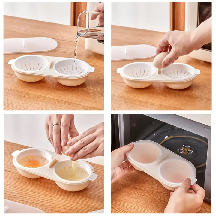 2 Pack Microwave Egg Poacher Steamer Bowl