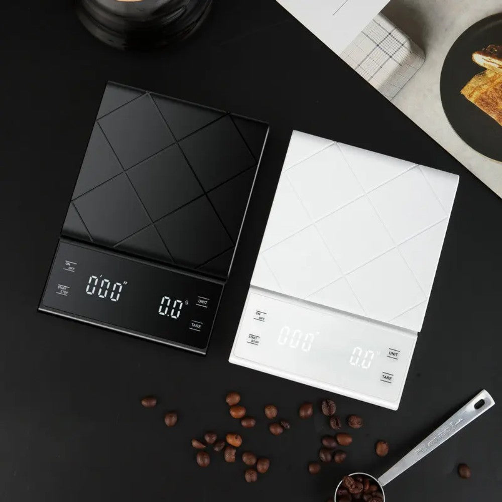 Digital Coffee Scale with Timer - White