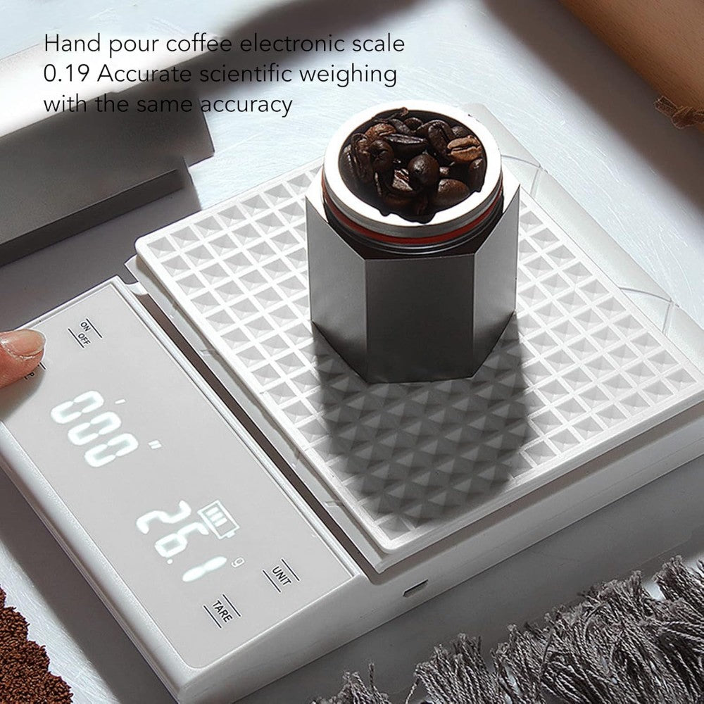 Digital Coffee Scale with Timer - White