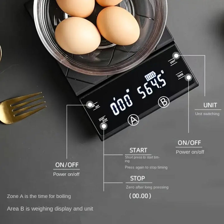 Digital Coffee Scale with Timer - Black