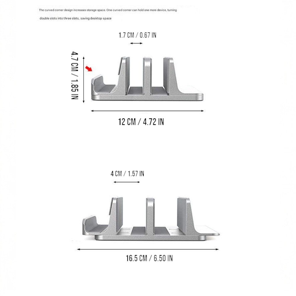 Adjustable Vertical Laptop Stand Dual Slot Aluminum Holder