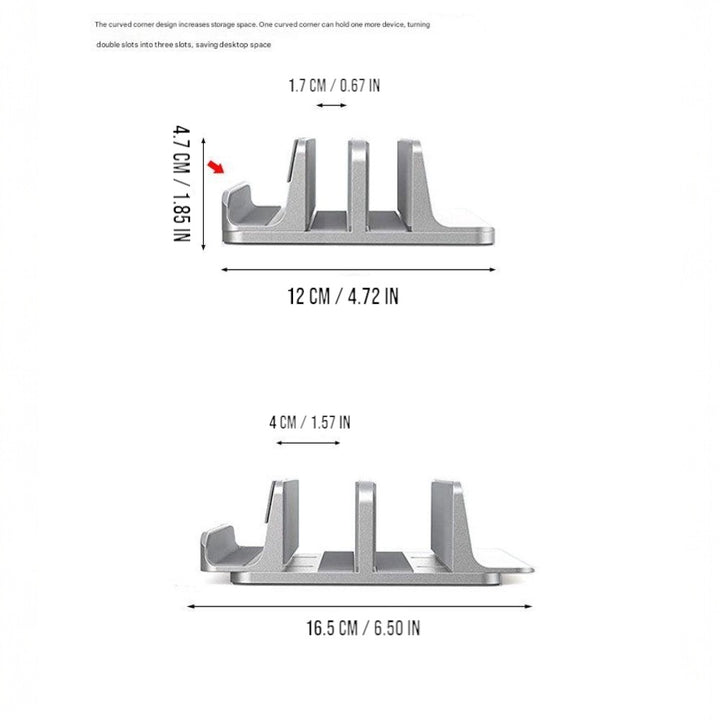 Adjustable Vertical Laptop Stand Dual Slot Aluminum Holder