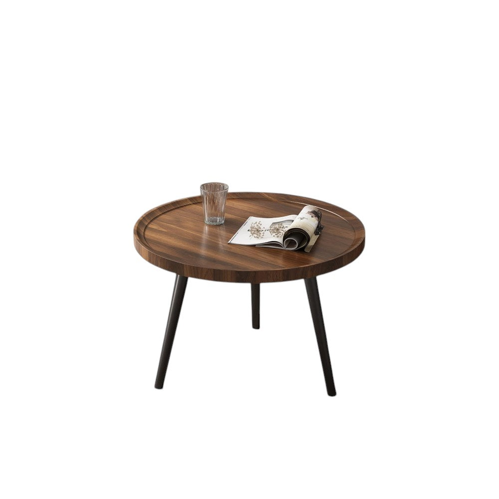 Minimalist Small Round Coffee Table - Walnut