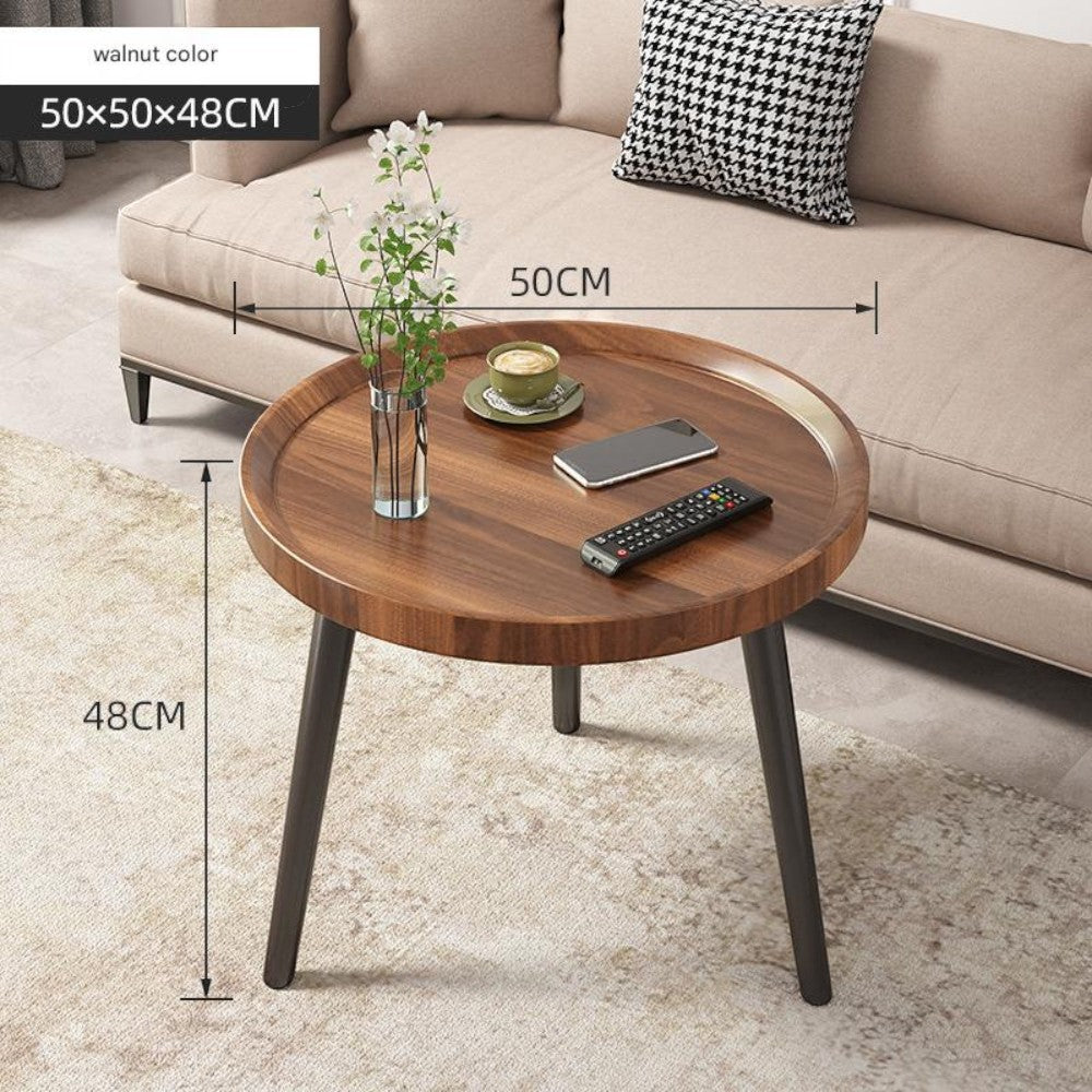 Minimalist Small Round Coffee Table - Walnut