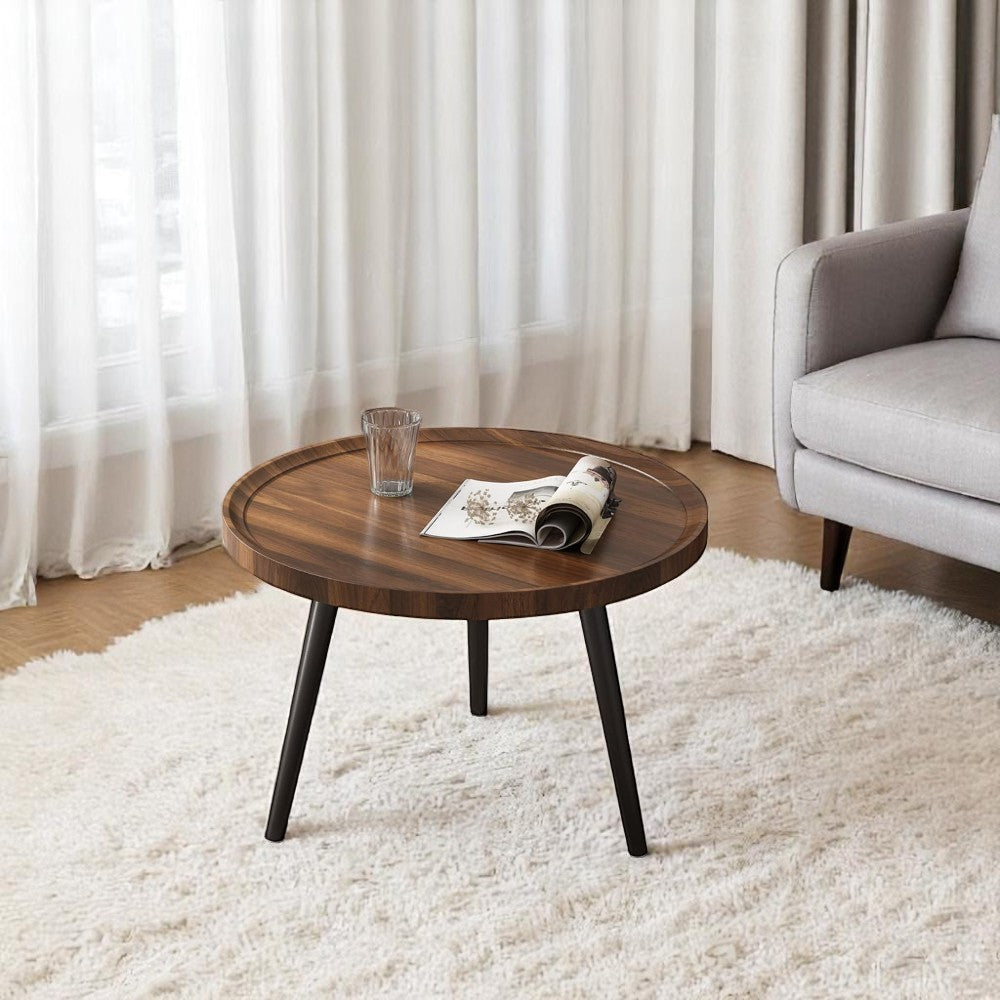 Minimalist Small Round Coffee Table - Walnut