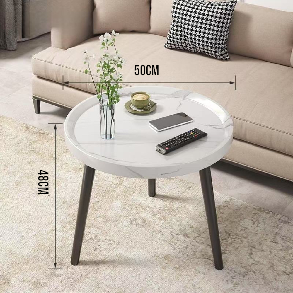 Minimalist Small Round Coffee Table - Walnut