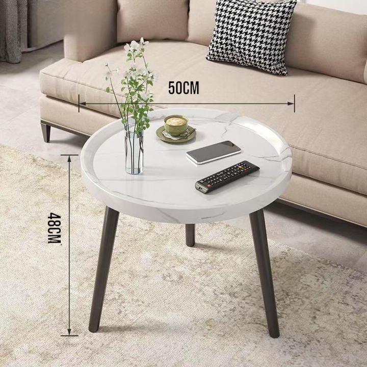 Minimalist Small Round Coffee Table - Walnut