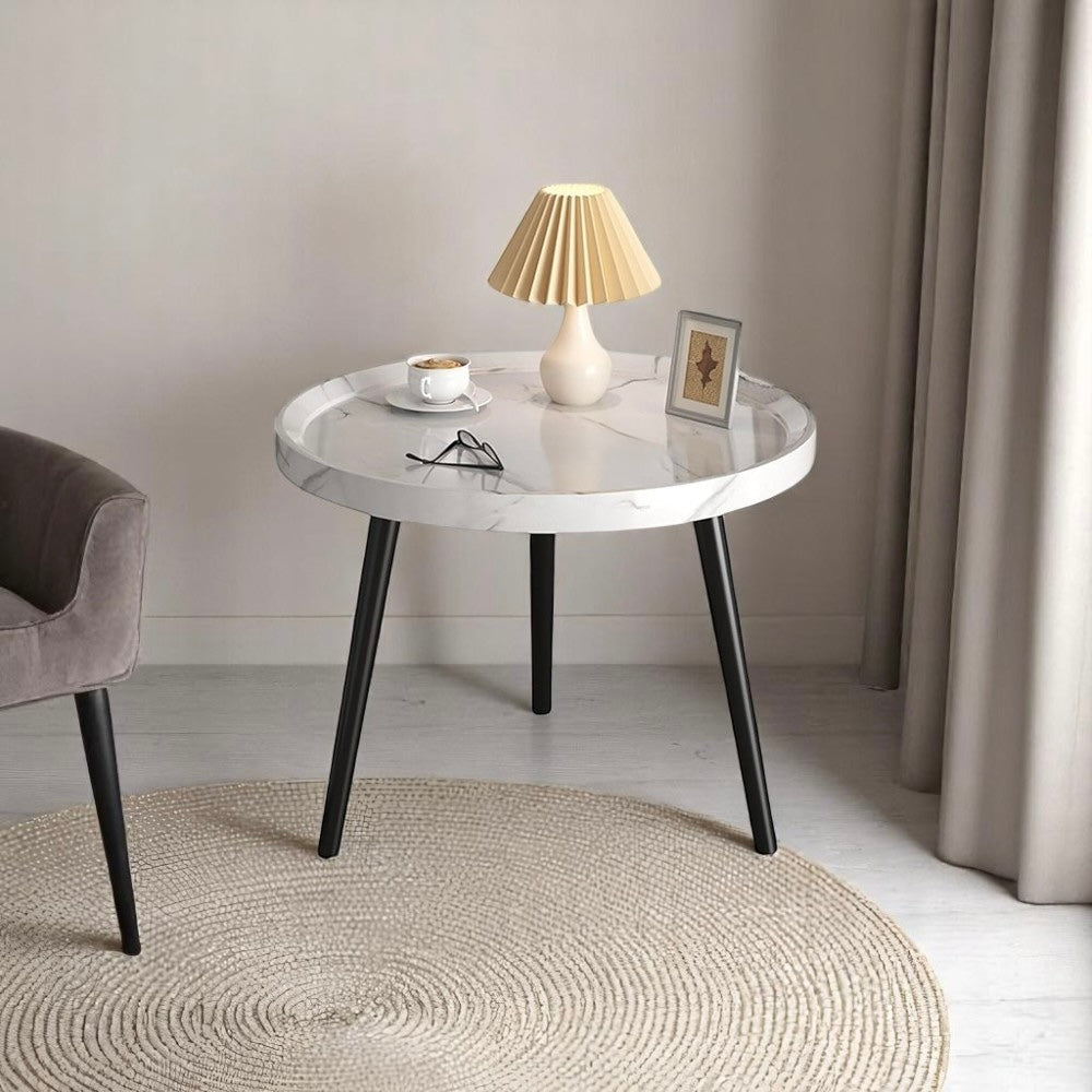 Minimalist Small Round Coffee Table - White