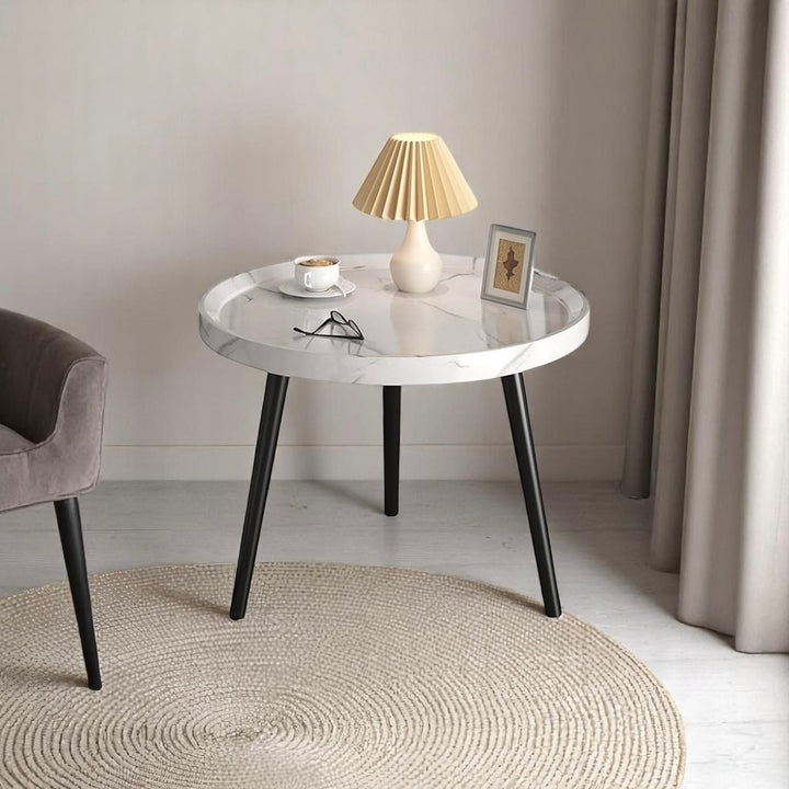 Minimalist Small Round Coffee Table - White