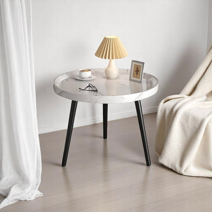 Minimalist Small Round Coffee Table - White