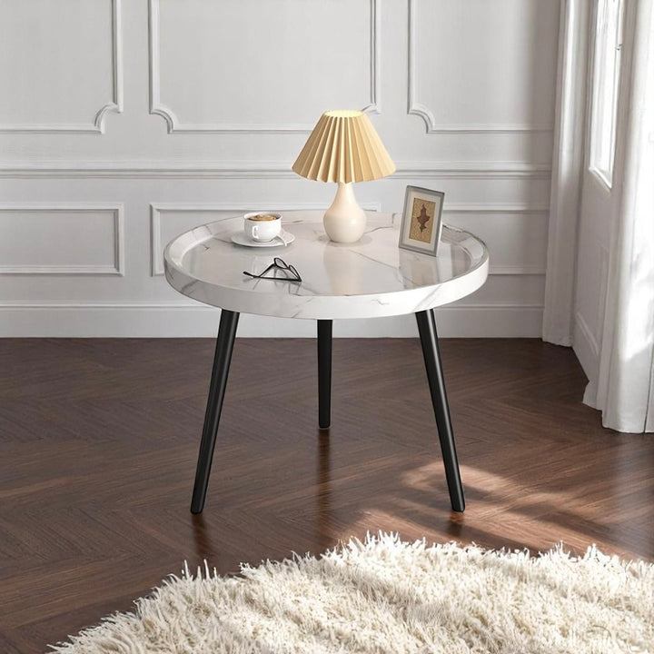 Minimalist Small Round Coffee Table - White