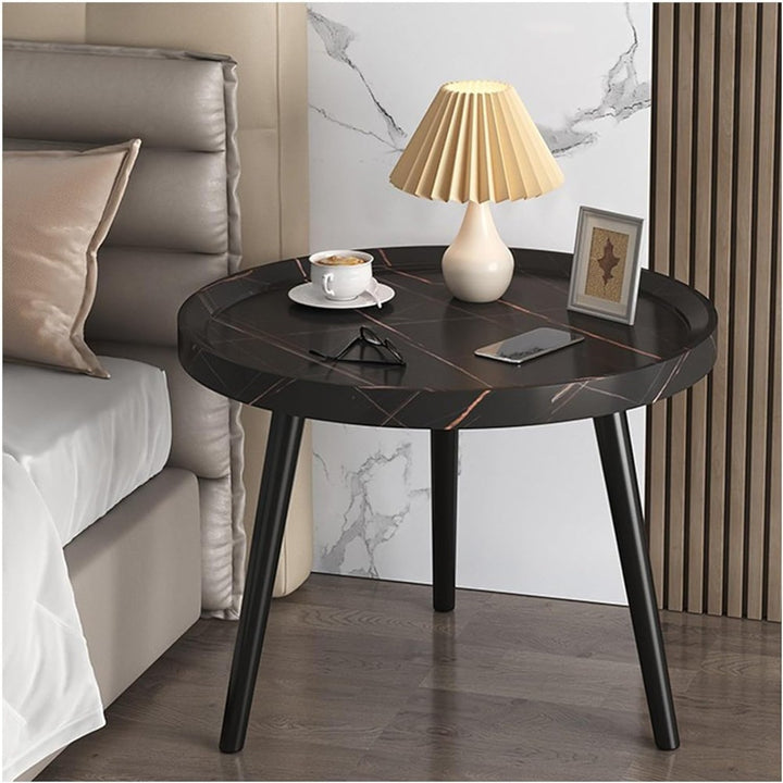 Minimalist Small Round Coffee Table - Black