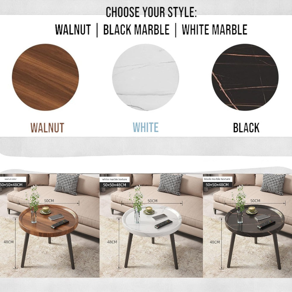 Minimalist Small Round Coffee Table - Black
