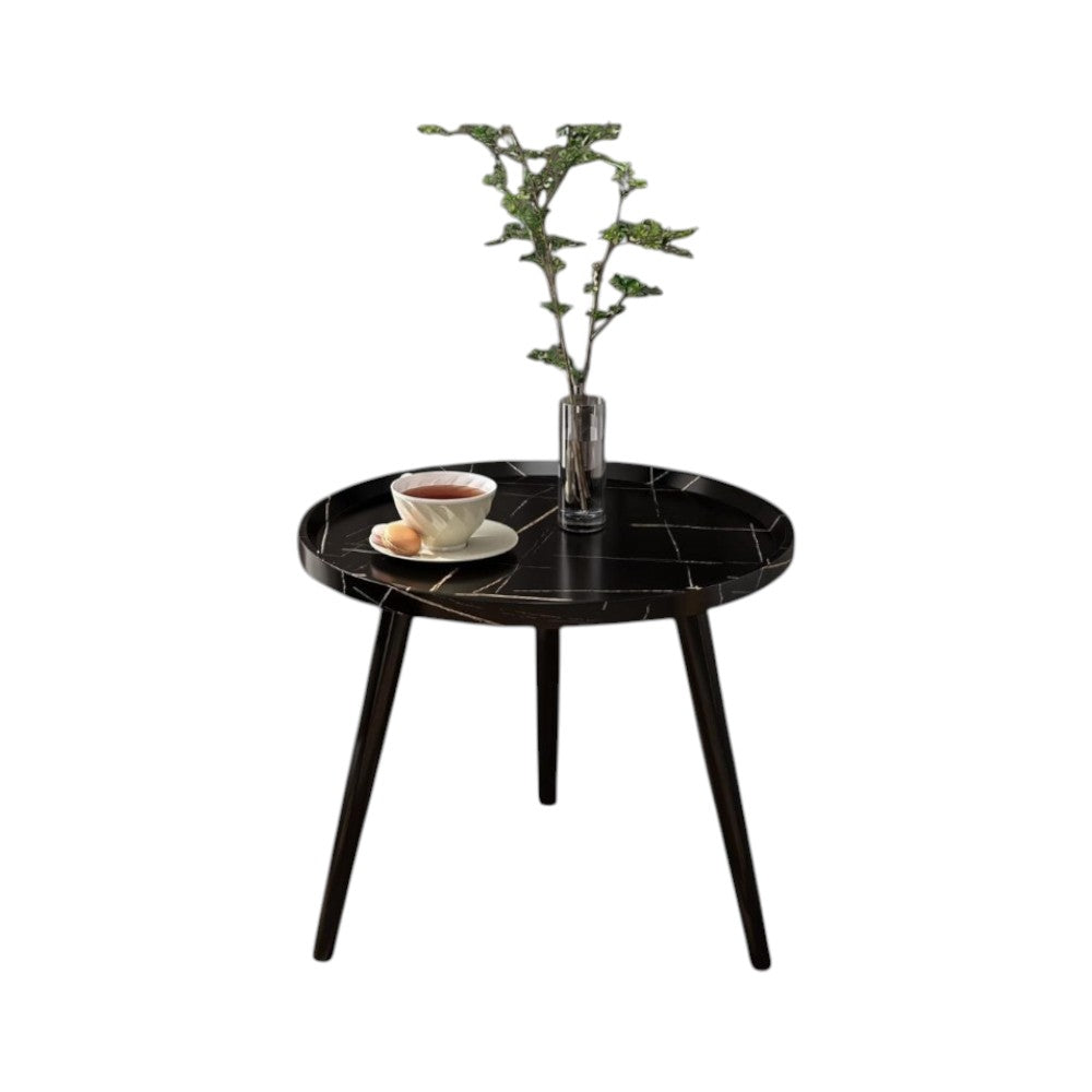 Minimalist Small Round Coffee Table - Black