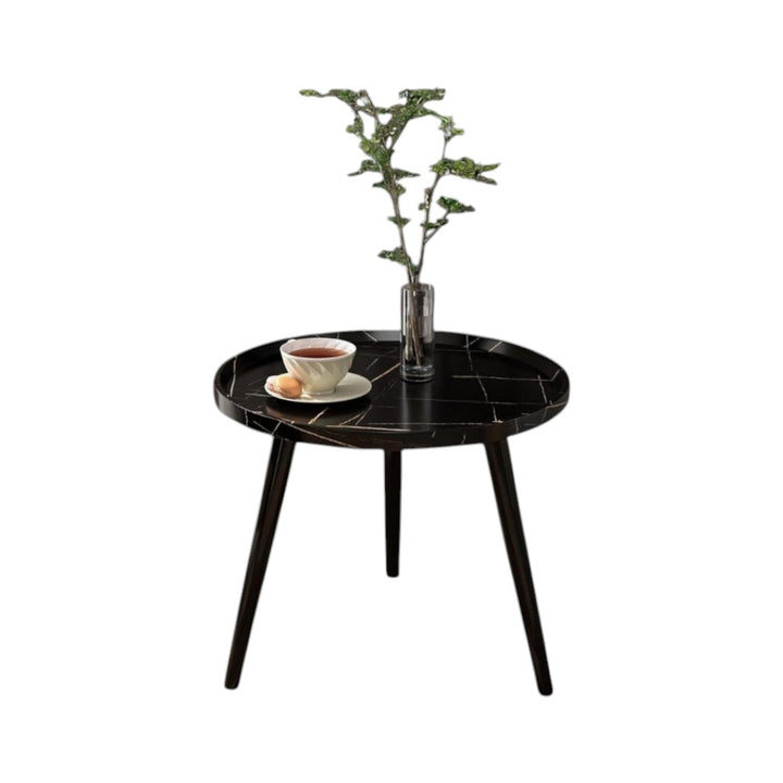 Minimalist Small Round Coffee Table - Black