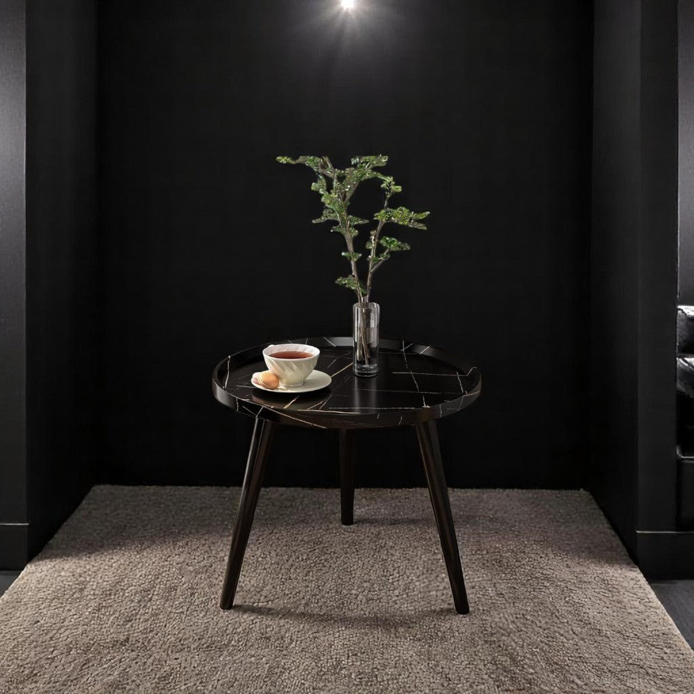Minimalist Small Round Coffee Table - Black