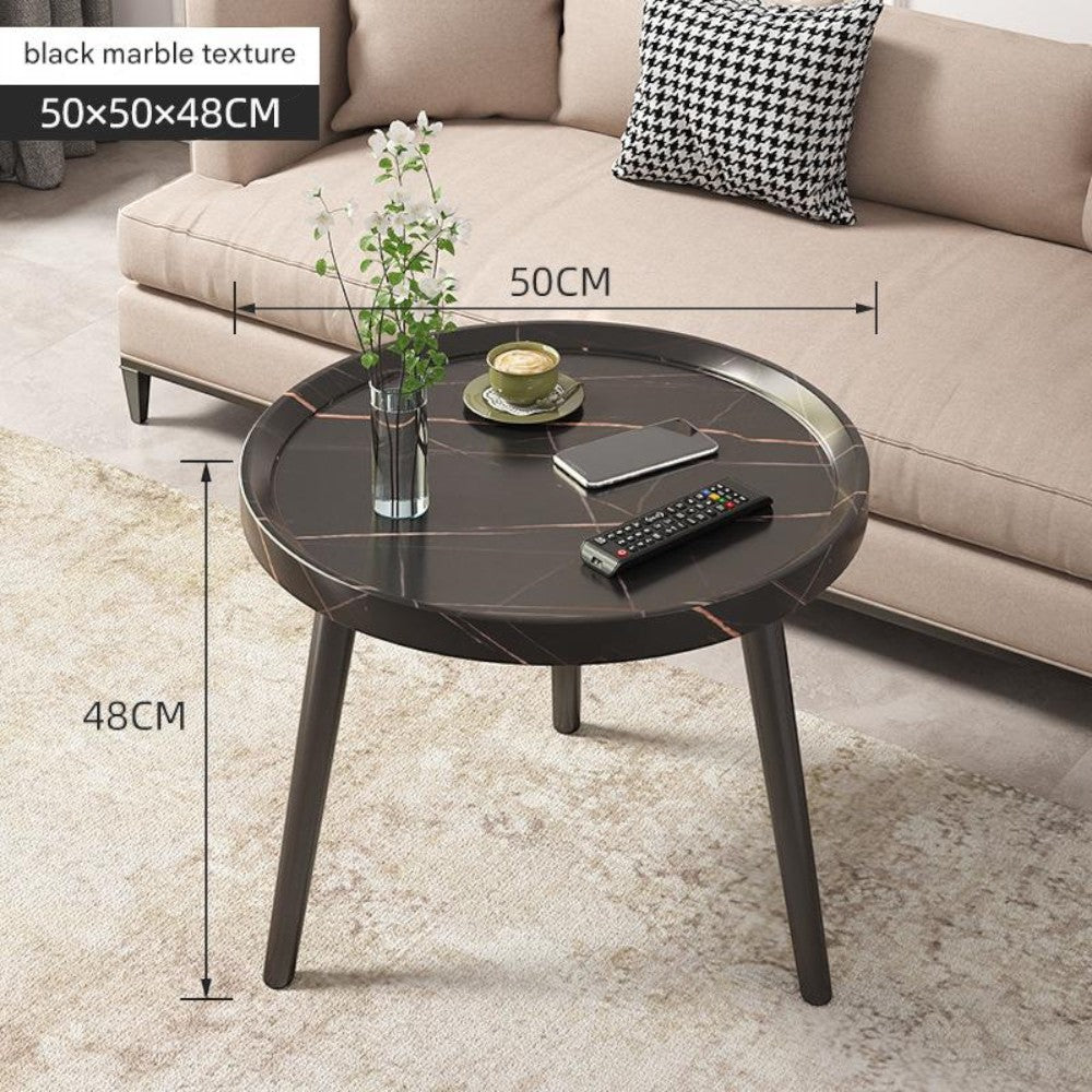Minimalist Small Round Coffee Table - Black