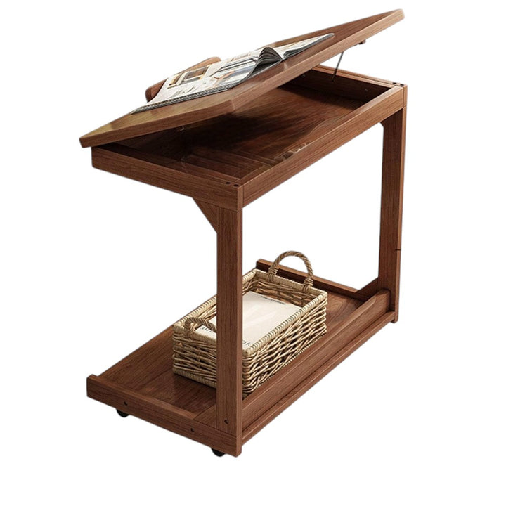 Flip-Top Mobile Coffee Table with Storage - 80CM