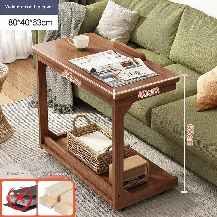 Flip-Top Mobile Coffee Table with Storage - 80CM