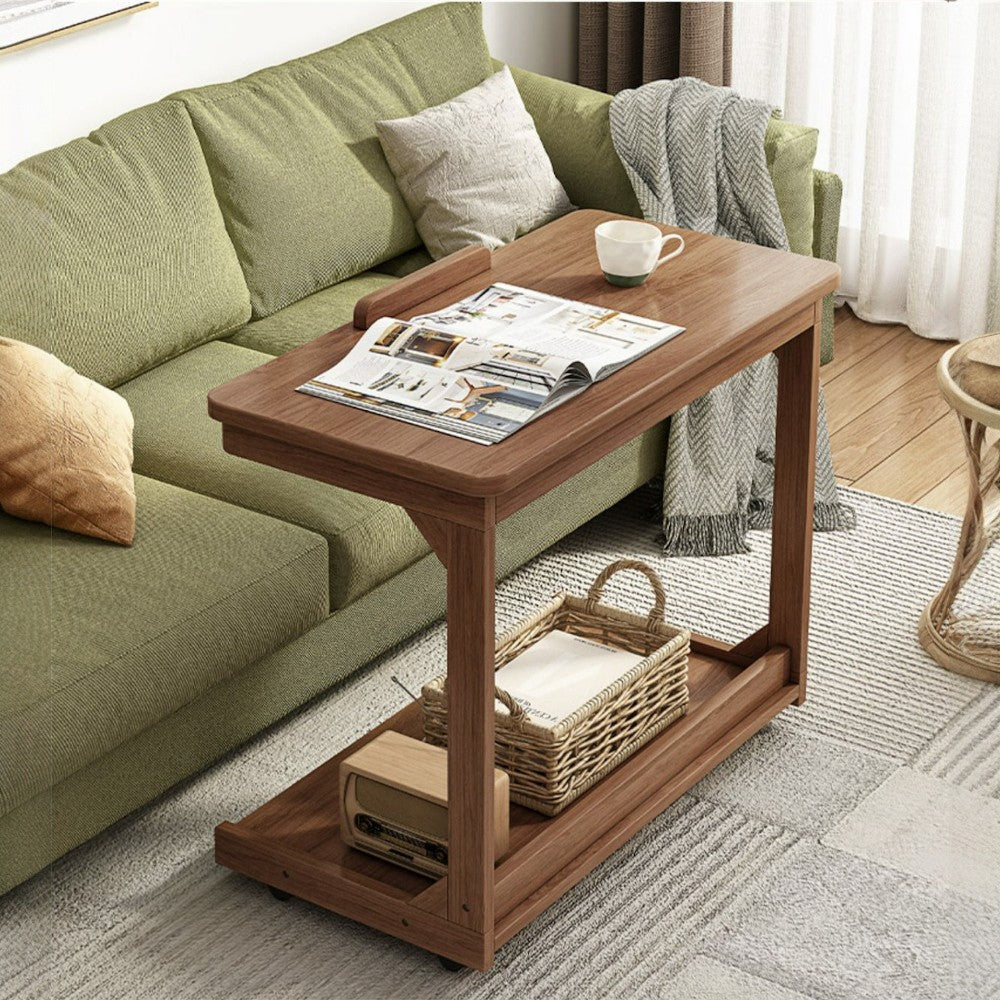 Flip-Top Mobile Coffee Table with Storage - 80CM
