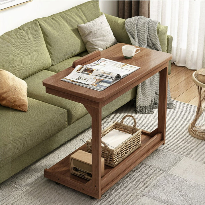Flip-Top Mobile Coffee Table with Storage - 80CM