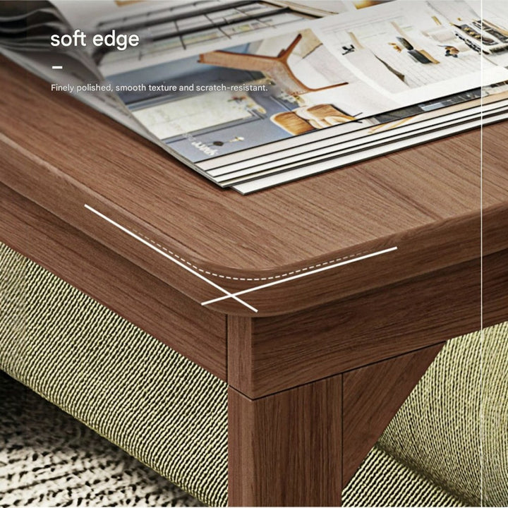 Flip-Top Mobile Coffee Table with Storage - 60CM