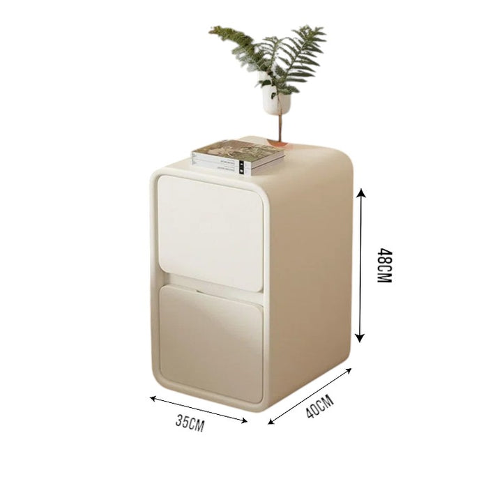 Cream White Bedside Table with Drawers - 35cm