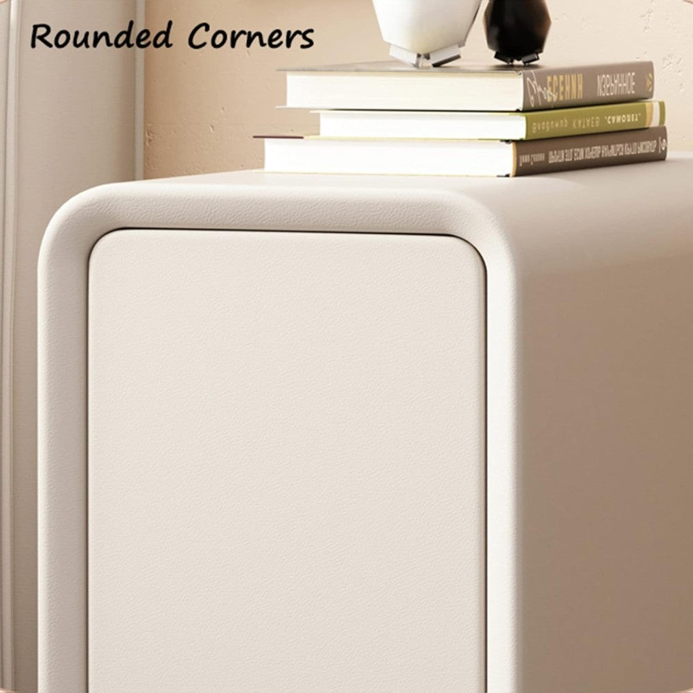 Cream White Bedside Table with Drawers - 35cm