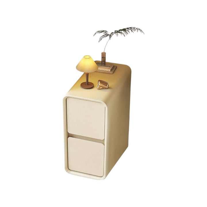 Cream White Bedside Table with Drawers - 25cm
