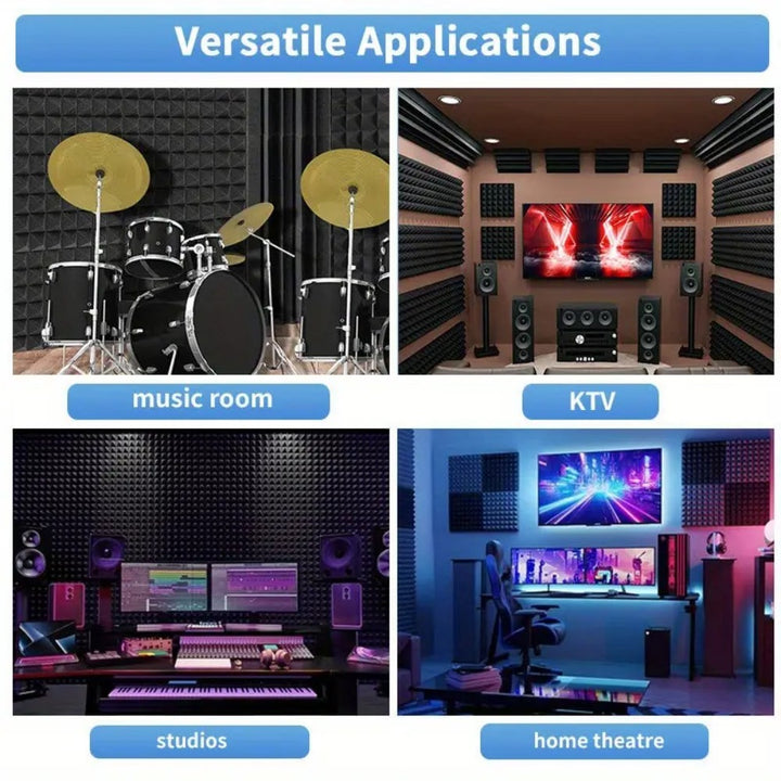 12 Pack Self-Adhesive Acoustic Foam Panels 50×50×4 cm