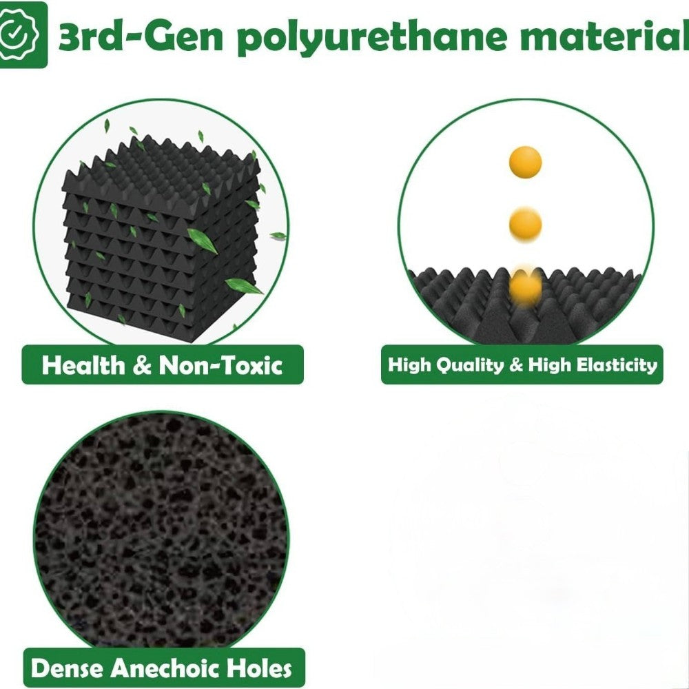 12 Pack Self-Adhesive Acoustic Foam Panels 50×50×4 cm