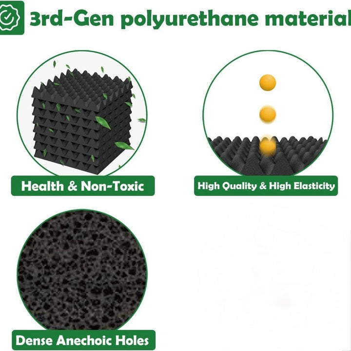 12 Pack Self-Adhesive Acoustic Foam Panels 50×50×4 cm