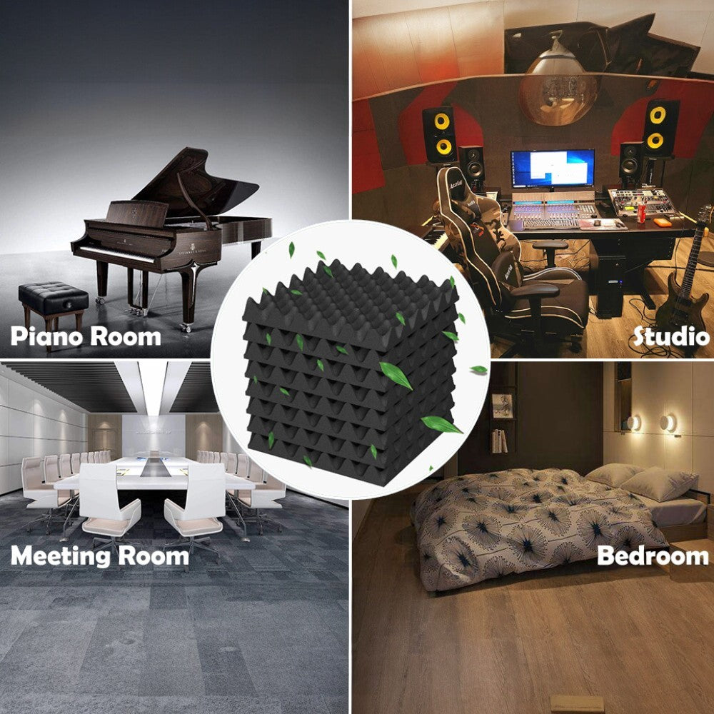 12 Pack Self-Adhesive Acoustic Foam Panels 50×50×4 cm