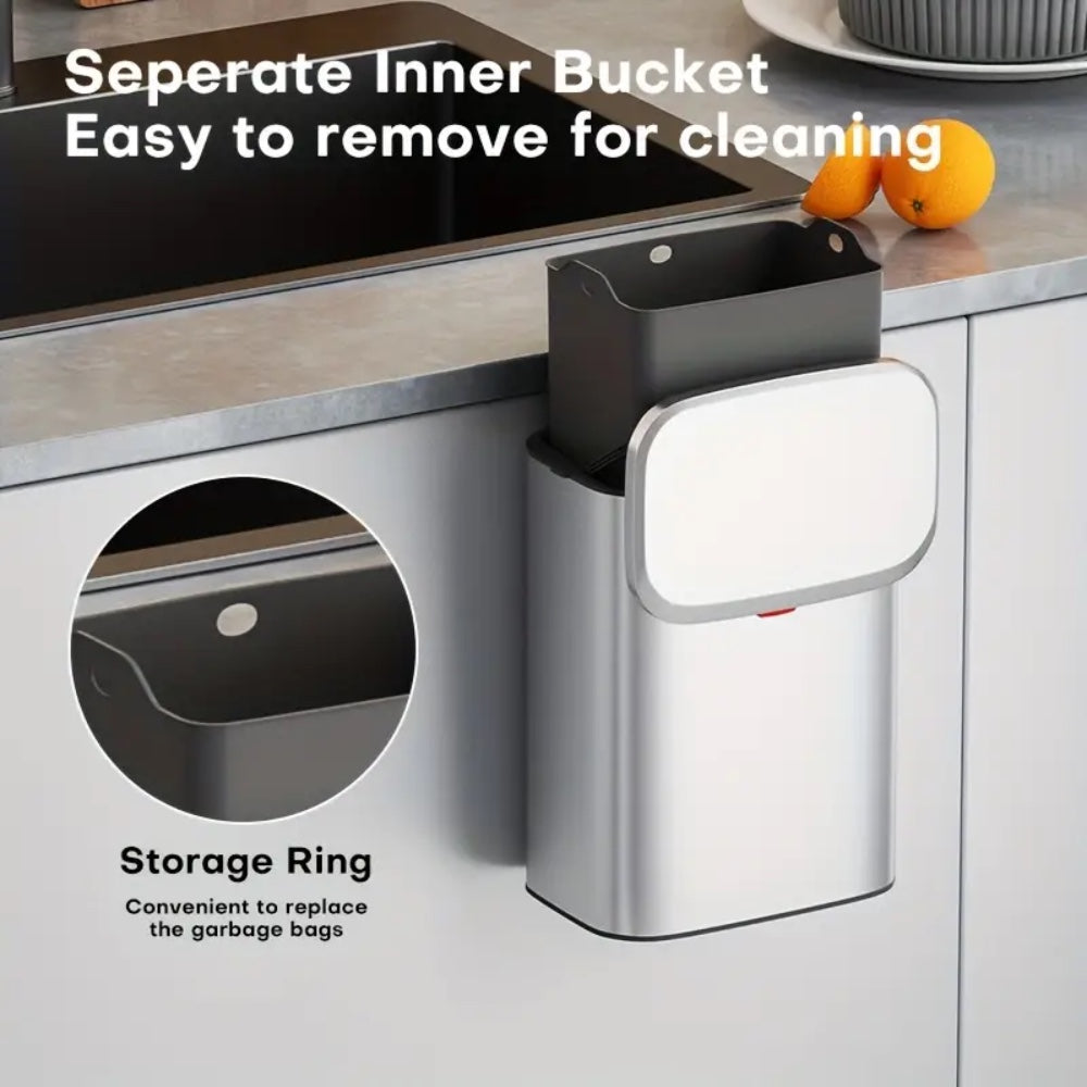 4L Hanging Kitchen Trash Bin - Silver