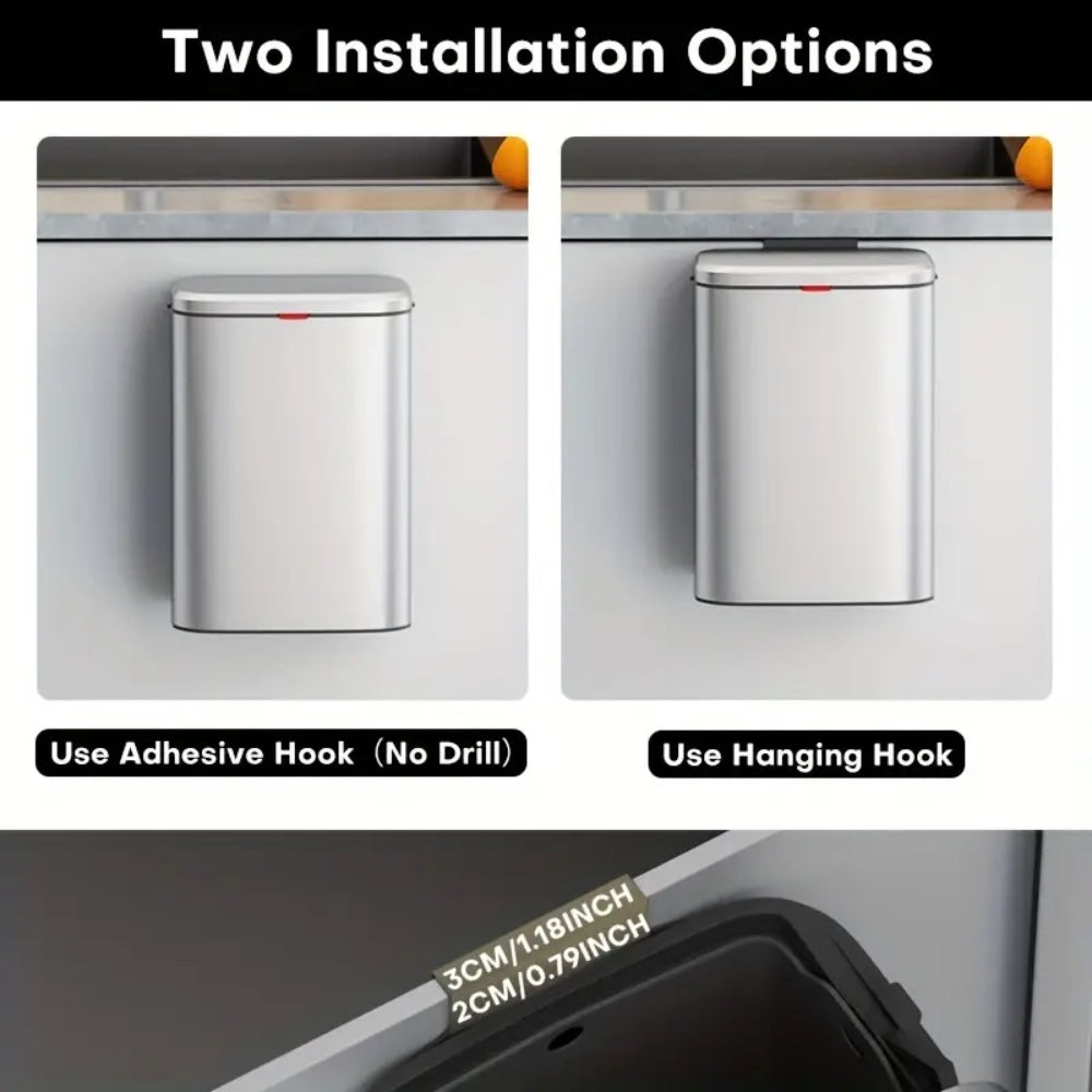 8L Hanging Kitchen Trash Bin - Matte Black