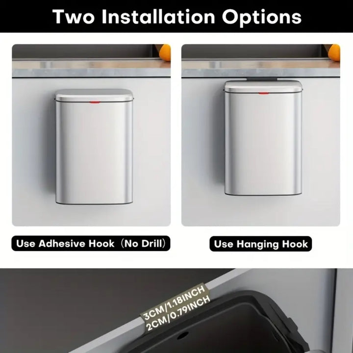 8L Hanging Kitchen Trash Bin - Matte Black