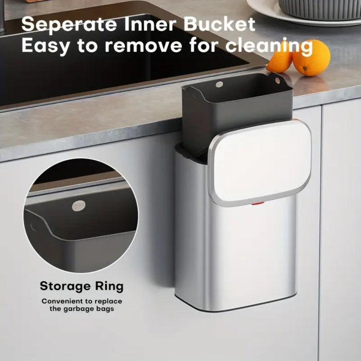 8L Hanging Kitchen Trash Bin - Matte Black