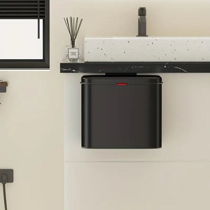 8L Hanging Kitchen Trash Bin - Matte Black