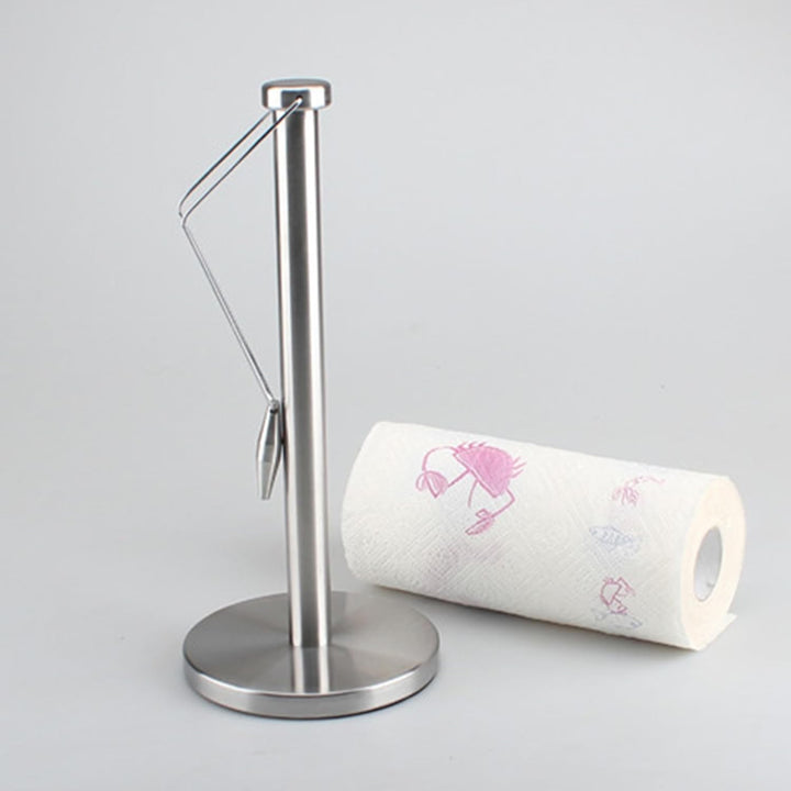 Stainless Steel Paper Towel Holder with Weighted Base and Tension Arm