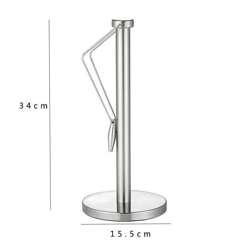 Stainless Steel Paper Towel Holder with Weighted Base and Tension Arm