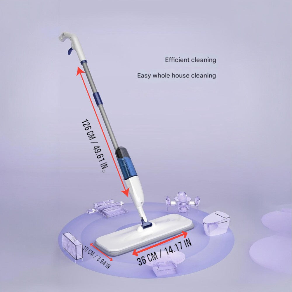 Flat Spray Mop Set _ Includes 5 Microfiber Pads Scraper Water Tank
