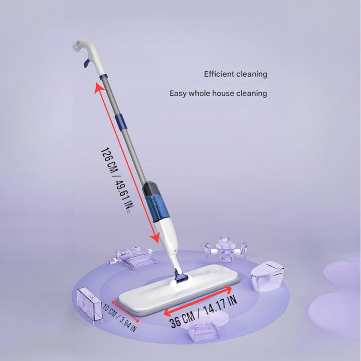 Flat Spray Mop Set _ Includes 5 Microfiber Pads Scraper Water Tank