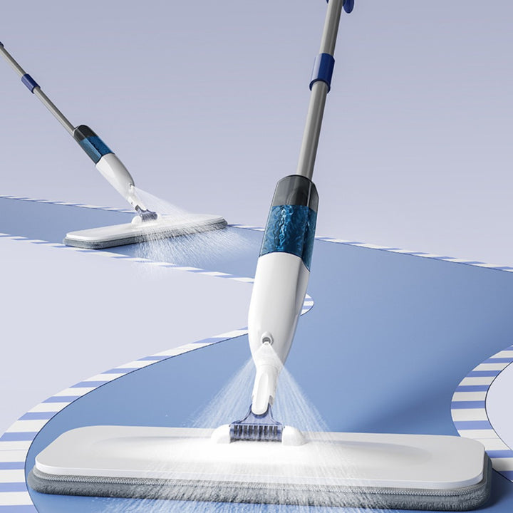 Flat Spray Mop Set _ Includes 5 Microfiber Pads Scraper Water Tank